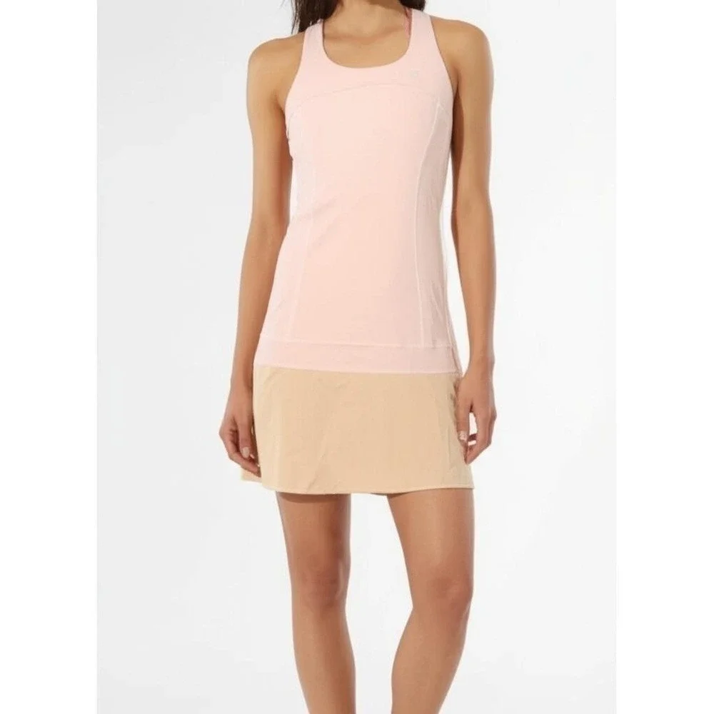 Lululemon Athletica Pink Tan Tennis Dress Racerback Built-in Shorts Athleisure 4